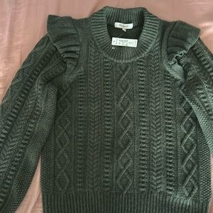 Madewell sweater, ruffle sleeve detail